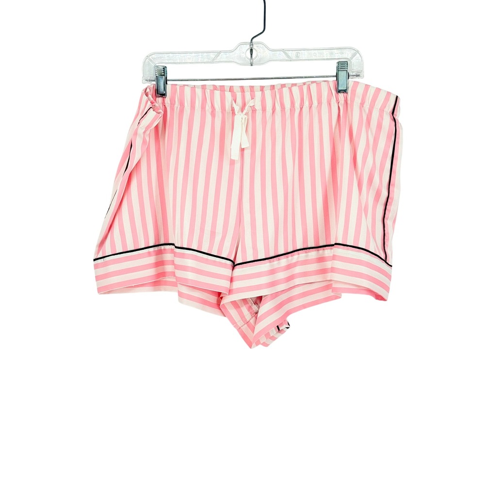 Victorias Secret Pink White Striped Pajama Shorts XXL Sleepwear Loungewear y2k